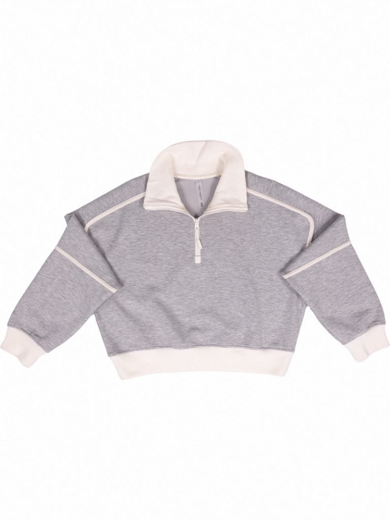 Quarter Zip Contrast Heather Grey SS - She Chester
