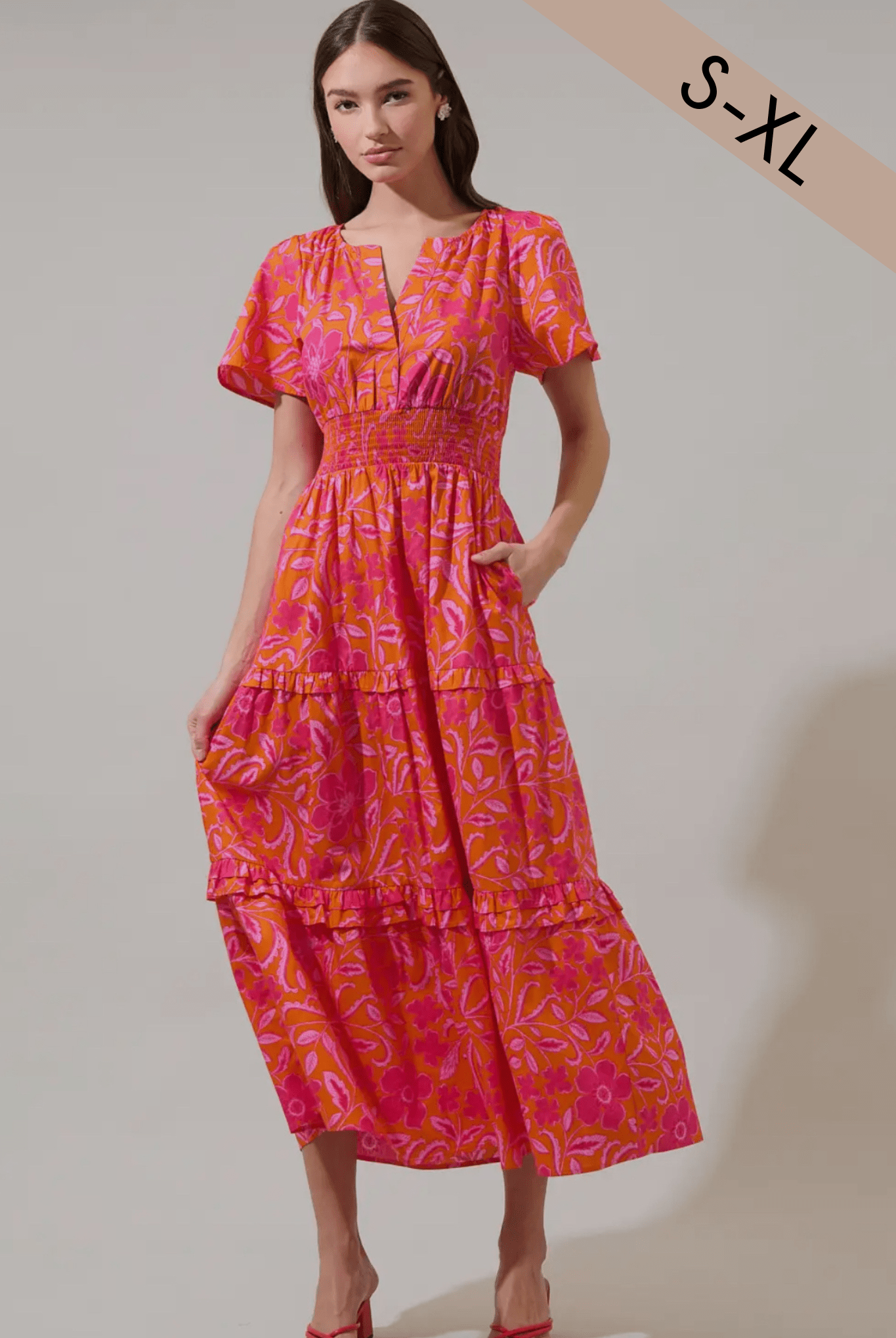 Rea Floral Palmer Poplin Tiered Maxi Dress - She Chester