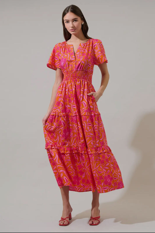 Rea Floral Palmer Poplin Tiered Maxi Dress - She Chester