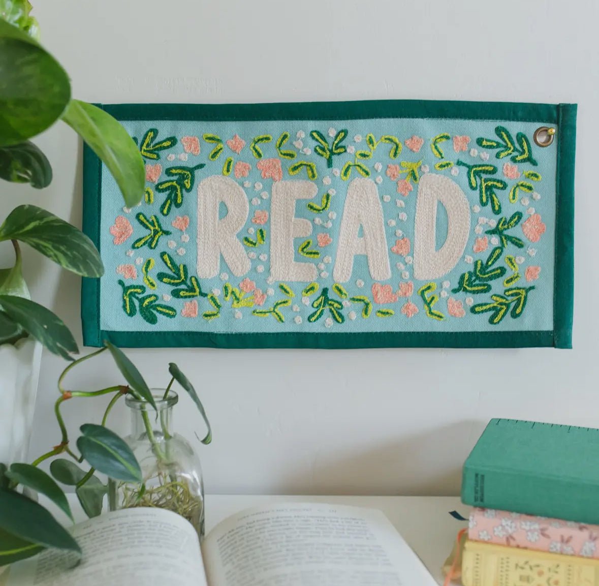 Read Embroidered Canvas Banner - She Chester