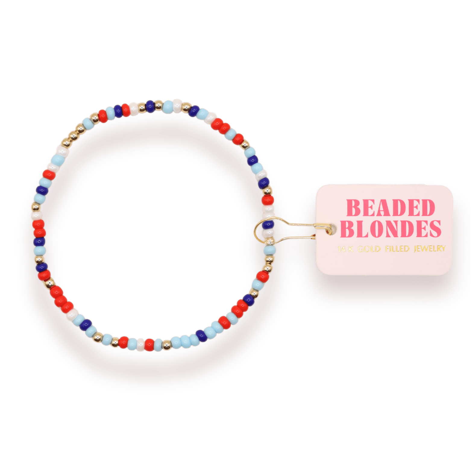 Red, White and Blue Luster Sprinkle Bracelet: Standard 6.75 inch - She Chester