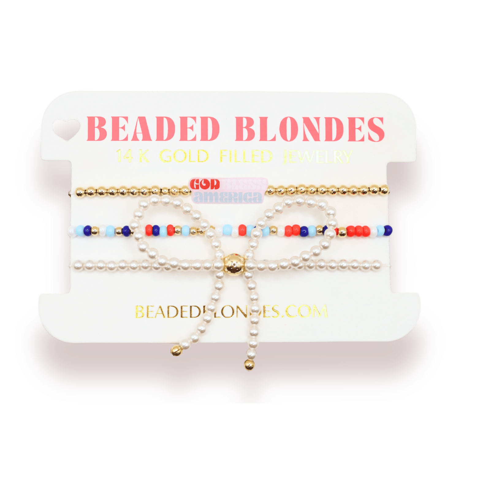 Red, White and Blue Luster Sprinkle Bracelet: Standard 6.75 inch - She Chester
