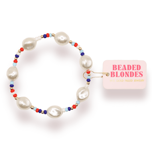 Red, White and Blue Sadie Sprinkle Bracelet: Standard 6.75 inch - She Chester