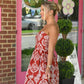 Rennie Rust Toile Strapless Dress - She Chester
