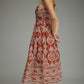 Rennie Rust Toile Strapless Dress - She Chester