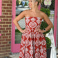 Rennie Rust Toile Strapless Dress - She Chester