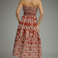 Rennie Rust Toile Strapless Dress - She Chester