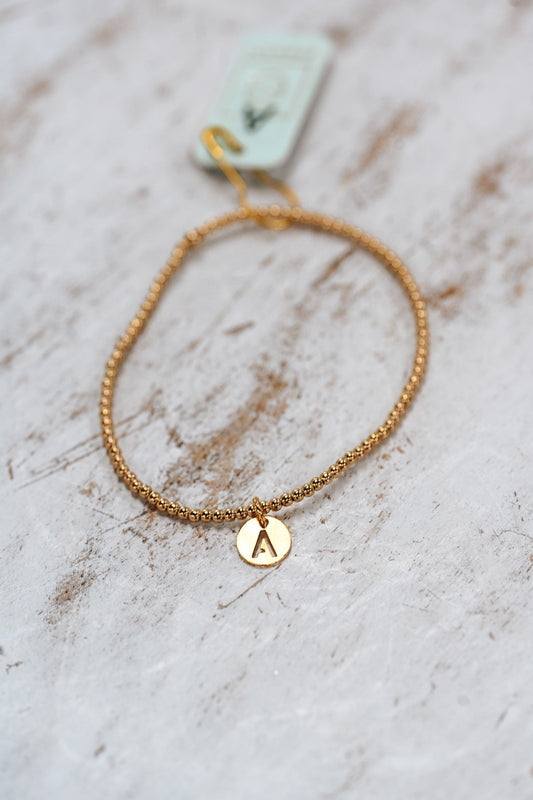 Respect Initial Bracelet Gold Small Disc - A - She Chester