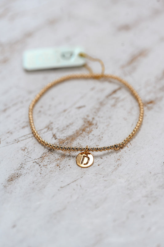 Respect Initial Bracelet Gold Small Disc - D - She Chester