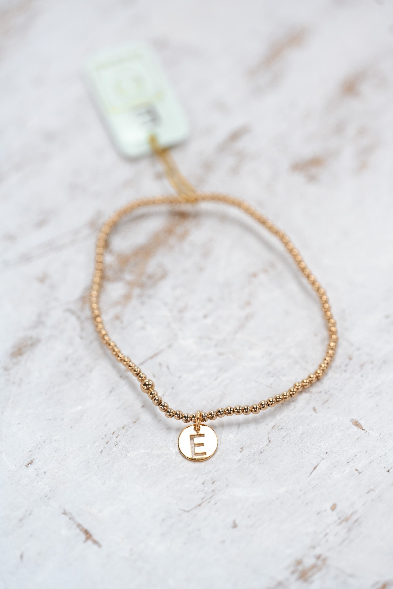 Respect Initial Bracelet Gold Small Disc - E - She Chester