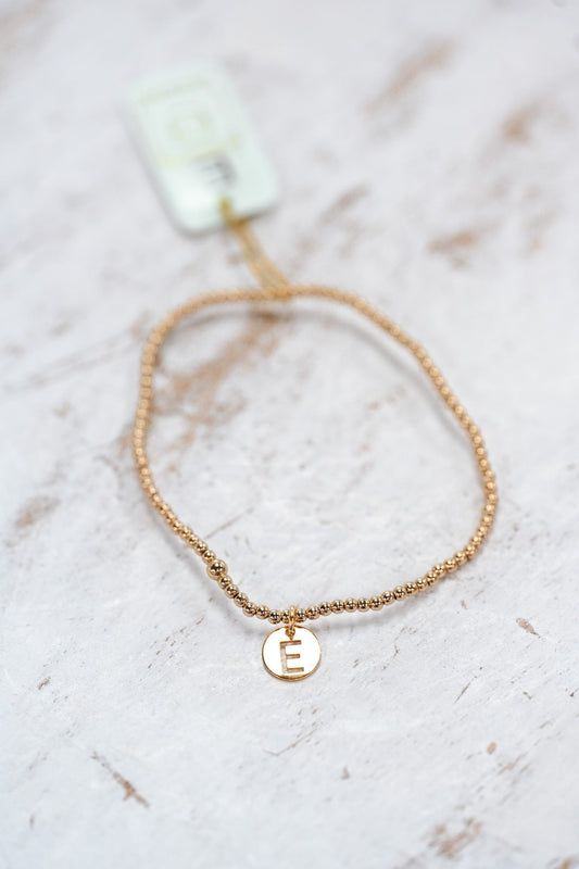 Respect Initial Bracelet Gold Small Disc - E - She Chester