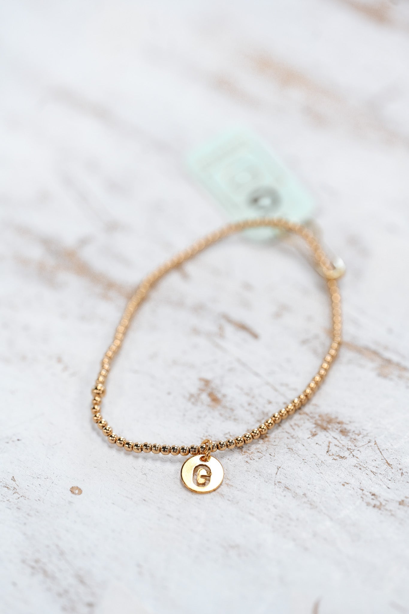Respect Initial Bracelet Gold Small Disc - G - She Chester