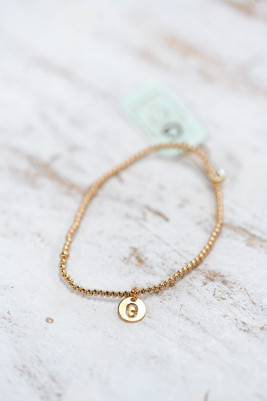 Respect Initial Bracelet Gold Small Disc - G - She Chester