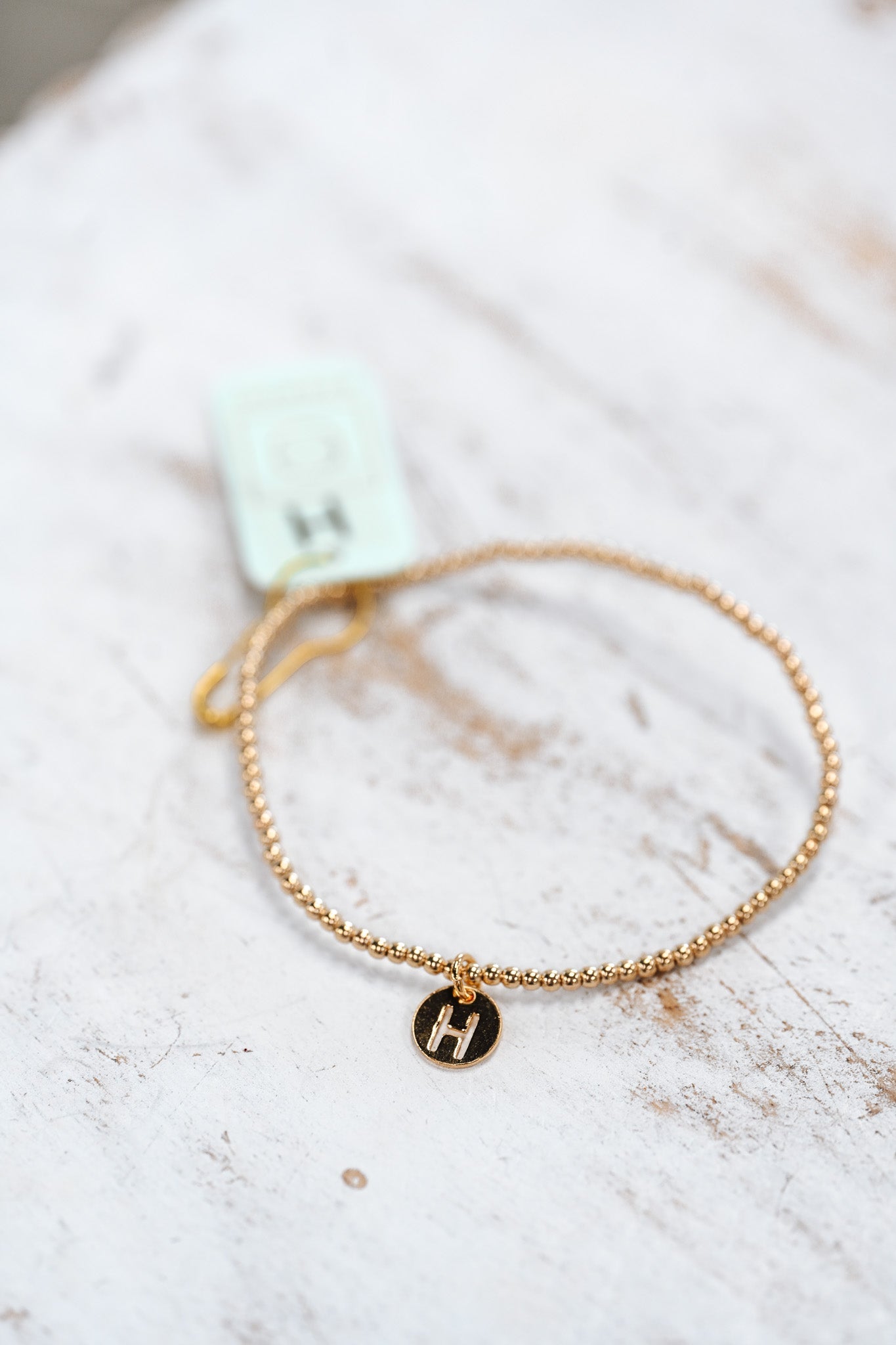 Respect Initial Bracelet Gold Small Disc - H - She Chester