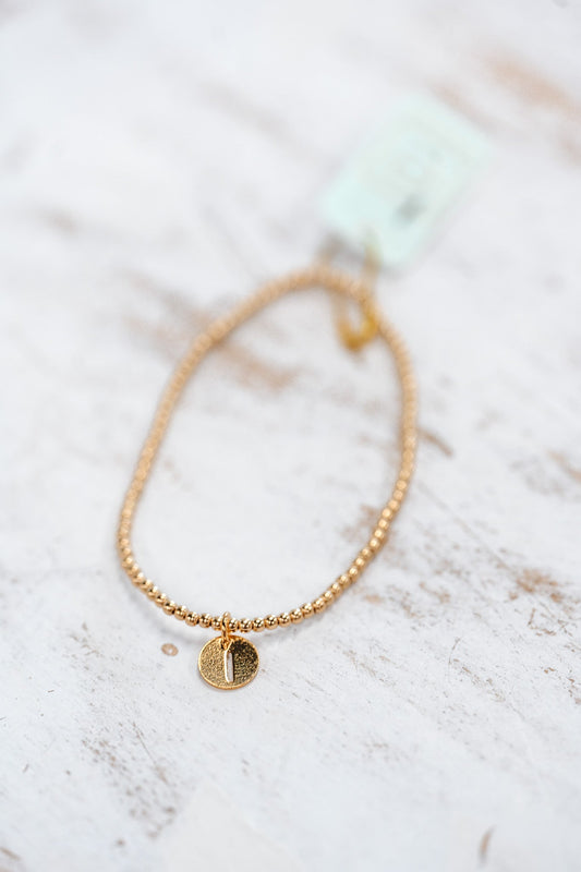 Respect Initial Bracelet Gold Small Disc - I - She Chester