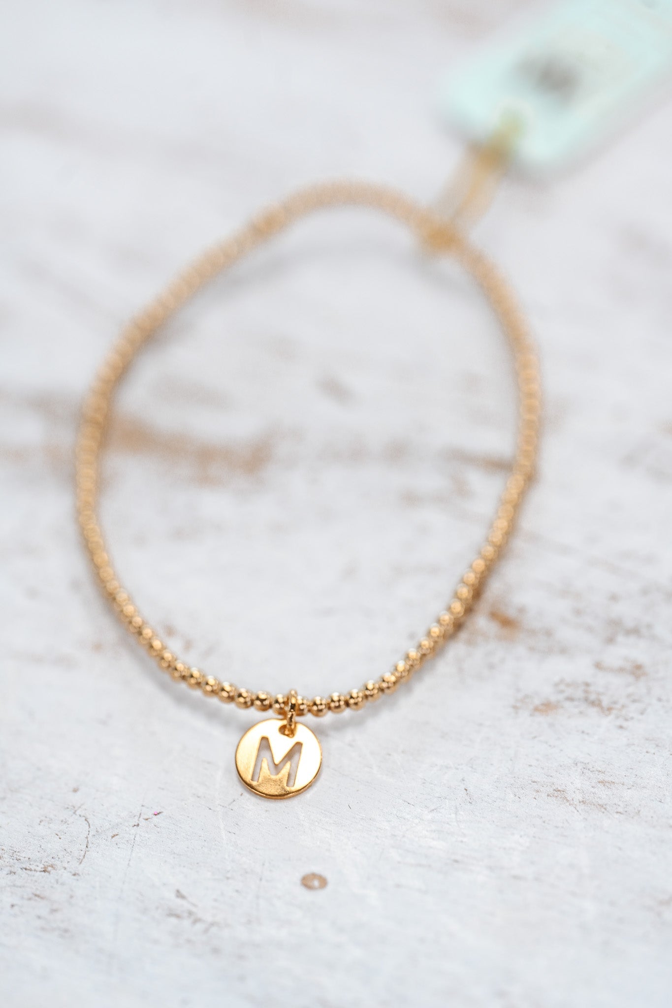 Respect Initial Bracelet Gold Small Disc - M - She Chester
