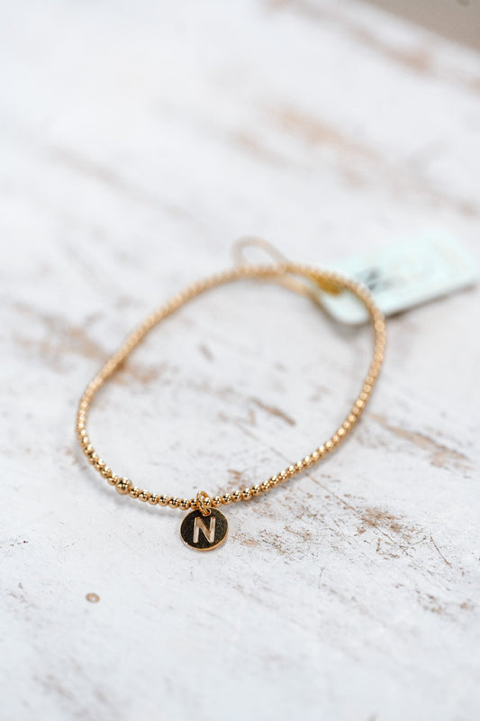 Respect Initial Bracelet Gold Small Disc - N - She Chester