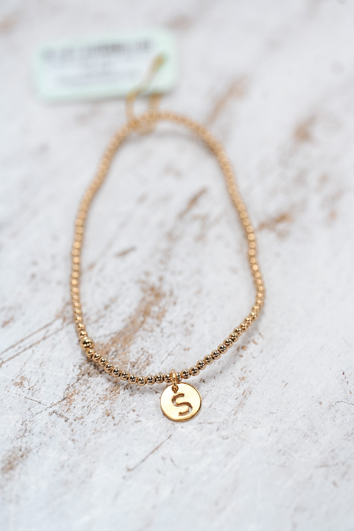 Respect Initial Bracelet Gold Small Disc - S - She Chester