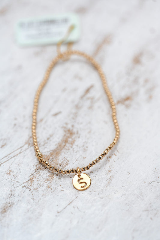 Respect Initial Bracelet Gold Small Disc - S - She Chester