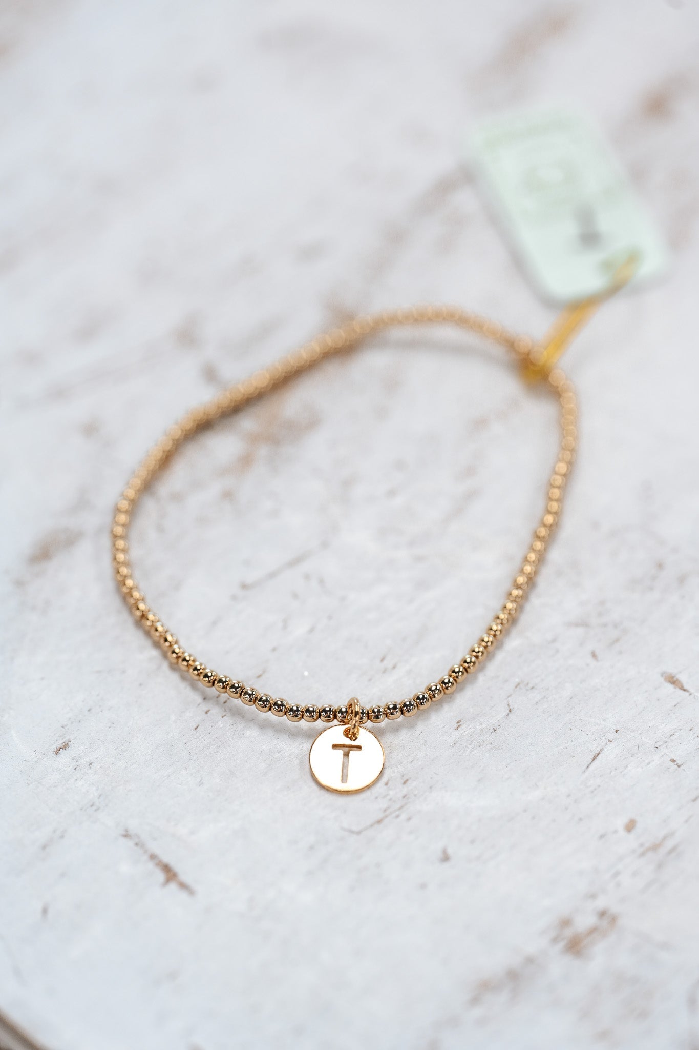 Respect Initial Bracelet Gold Small Disc - T - She Chester