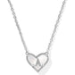 Rhodium Ivory MOP Heart Letter Pendant Necklace - She Chester
