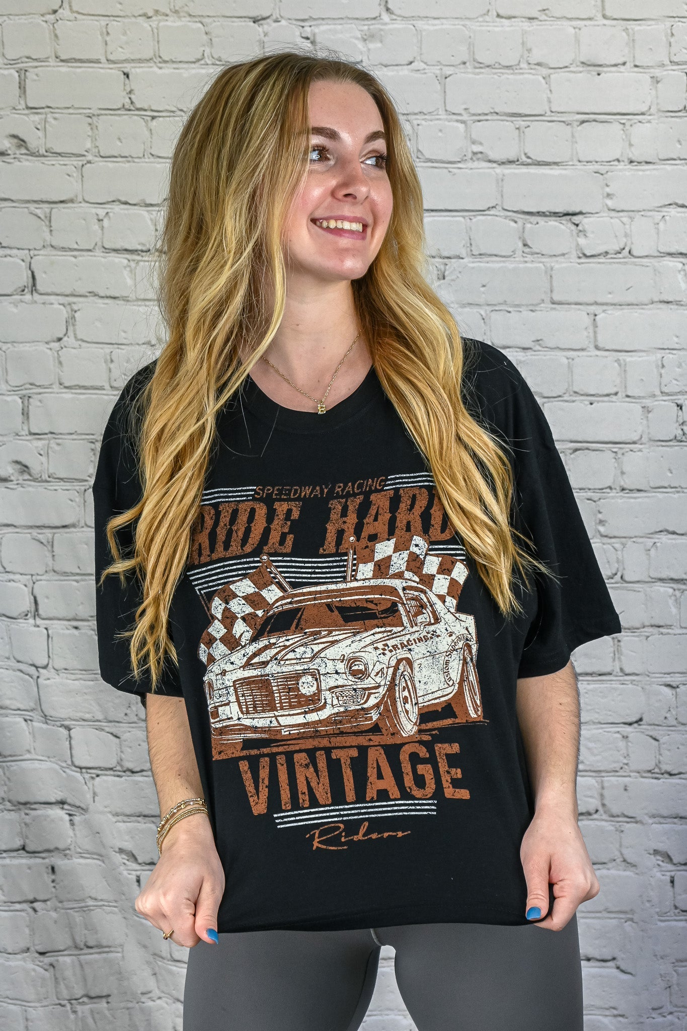 Ride Hard Vintage Car Cropped Tee - She Chester