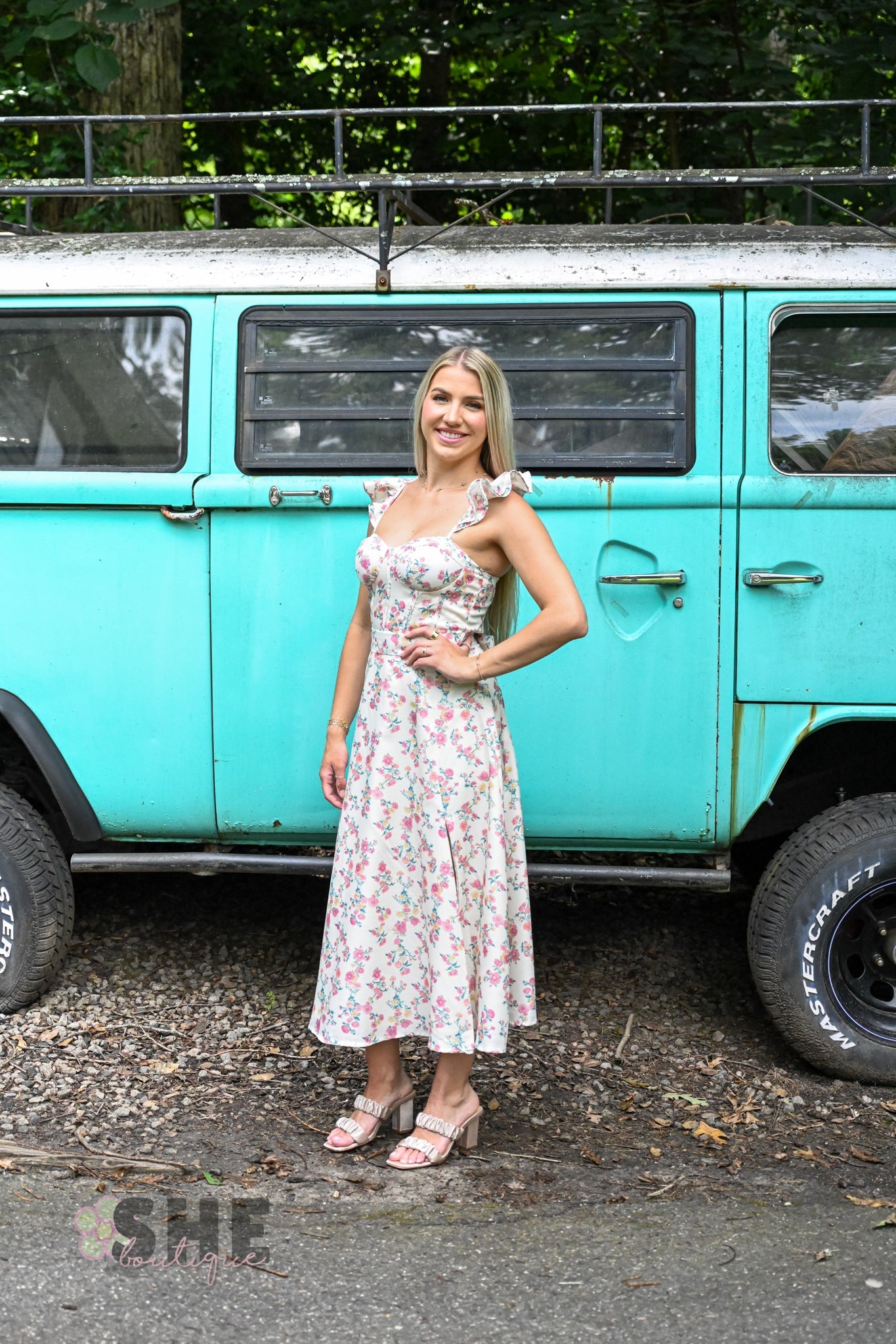 Rosebud Ruffle Sleeve Midi Dress - She Chester