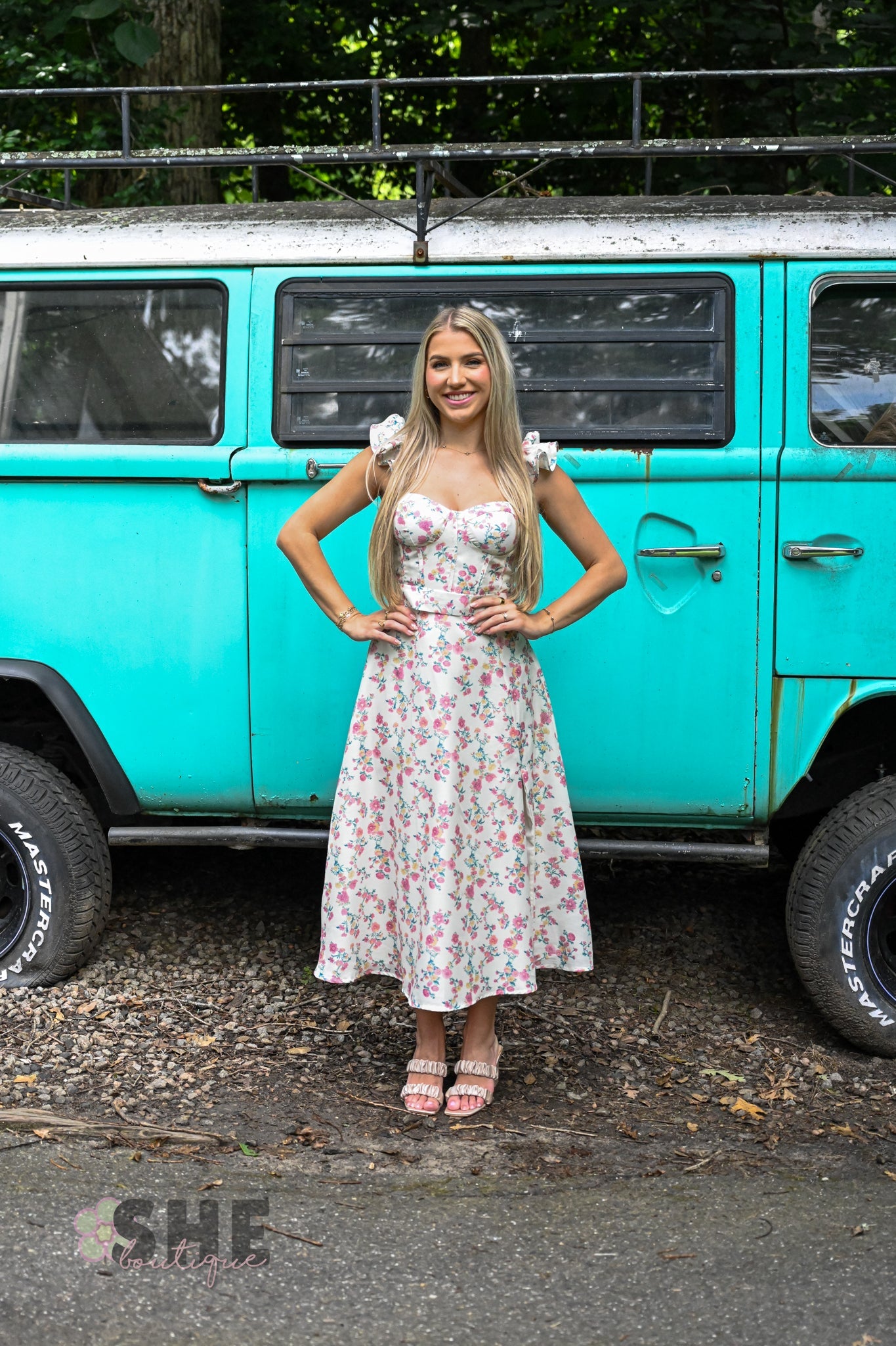Rosebud Ruffle Sleeve Midi Dress - She Chester
