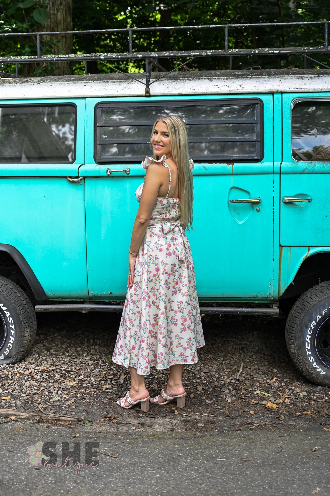 Rosebud Ruffle Sleeve Midi Dress - She Chester