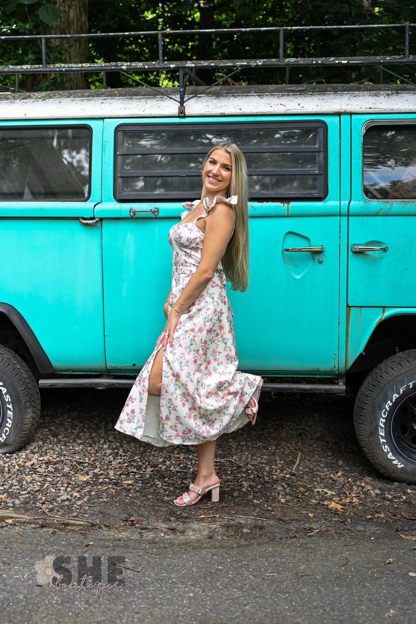 Rosebud Ruffle Sleeve Midi Dress - She Chester