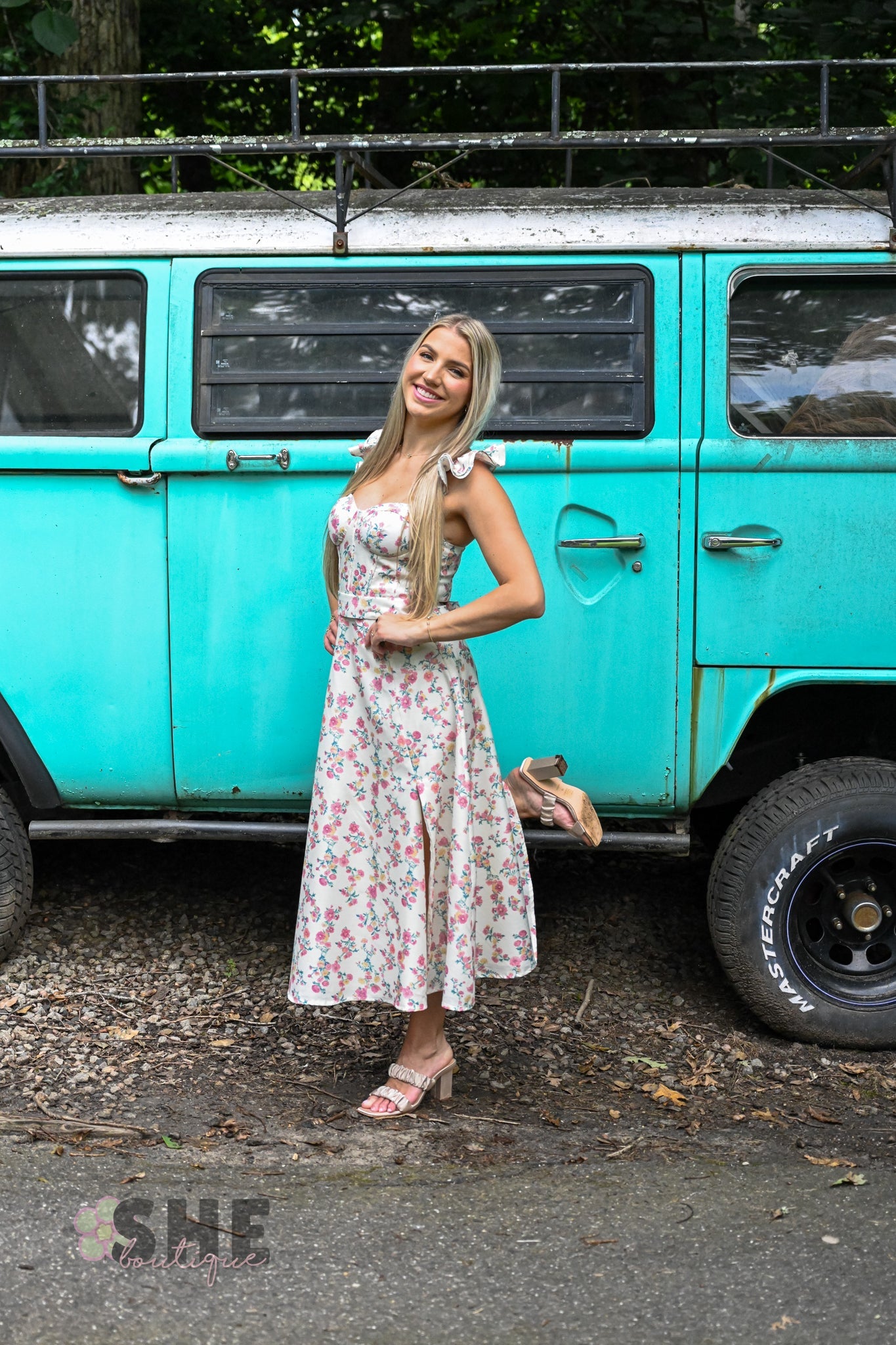 Rosebud Ruffle Sleeve Midi Dress - She Chester
