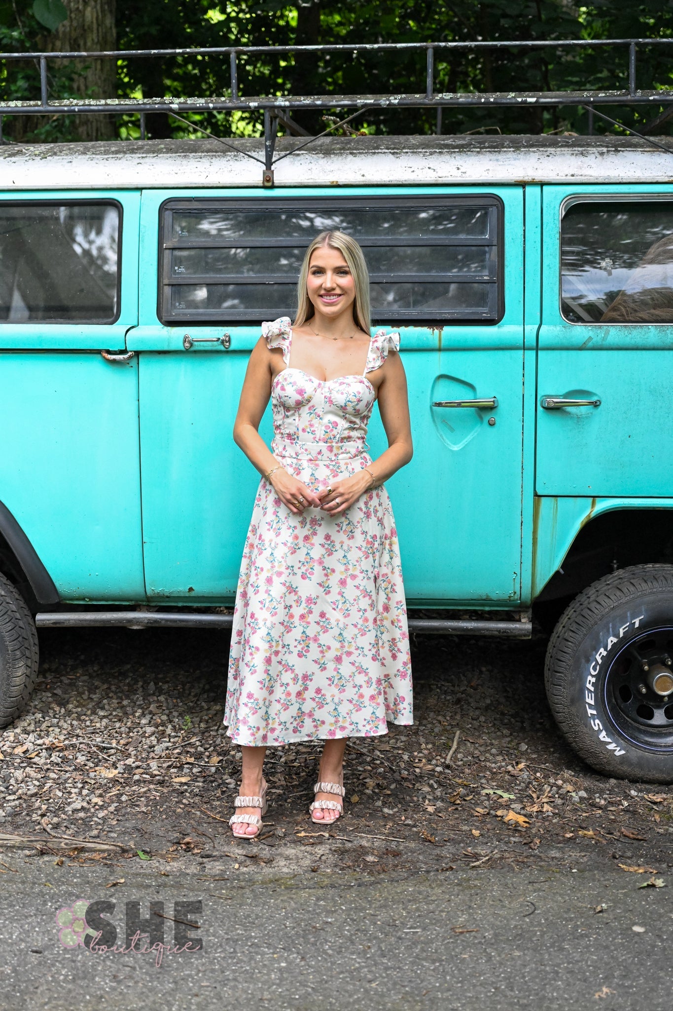 Rosebud Ruffle Sleeve Midi Dress - She Chester