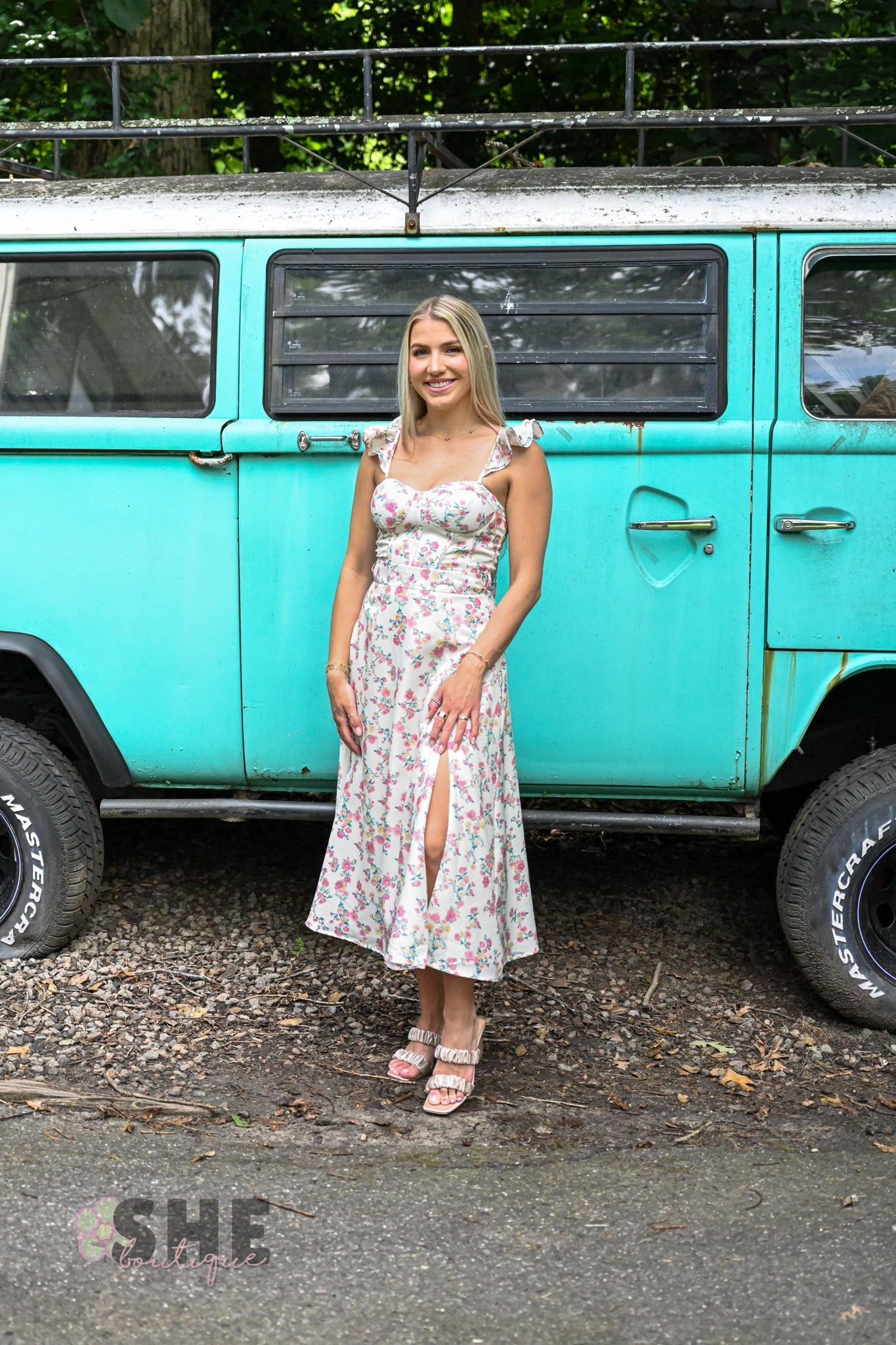 Rosebud Ruffle Sleeve Midi Dress - She Chester
