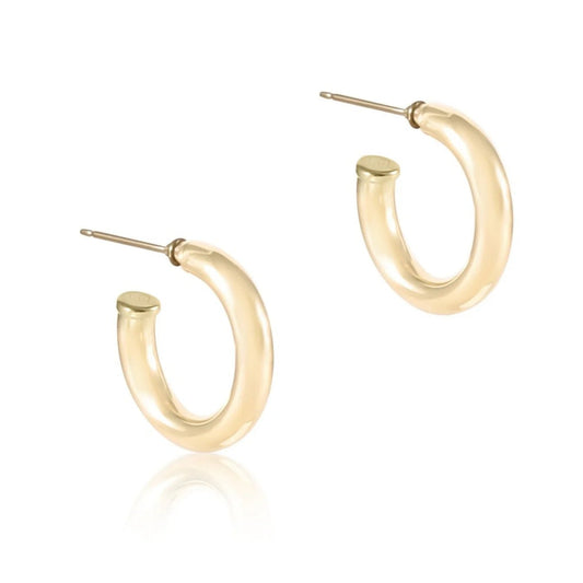 Round Gold 1'' Post Hoop - 4mm - Smooth - She Chester
