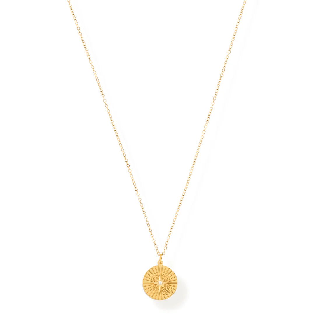 Rue Sunburst Disc Necklace Gold - She Chester