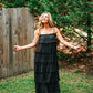 Ruffled Down Black Dress - She Chester