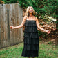 Ruffled Down Black Dress - She Chester