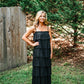 Ruffled Down Black Dress - She Chester
