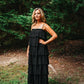 Ruffled Down Black Dress - She Chester