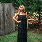 Ruffled Down Black Dress - She Chester