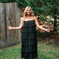Ruffled Down Black Dress - She Chester