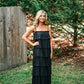 Ruffled Down Black Dress - She Chester