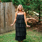 Ruffled Down Black Dress - She Chester