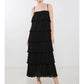 Ruffled Down Black Dress - She Chester