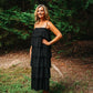 Ruffled Down Black Dress - She Chester