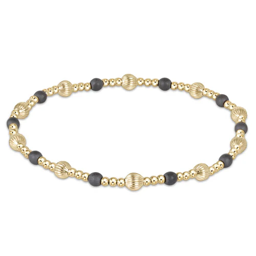 Dignity Sincerity Pattern 4mm Bead Bracelet - Hematite