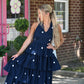 Sable Navy Polka Dot Halter Dress - She Chester