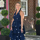 Sable Navy Polka Dot Halter Dress - She Chester