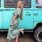 Sage Evergreen Smocked Maxi - She Chester
