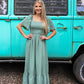 Sage Evergreen Smocked Maxi - She Chester